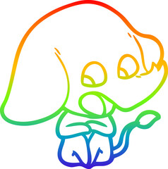 rainbow gradient line drawing cute cartoon elephant
