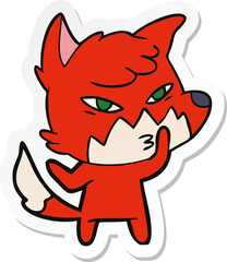 sticker of a clever cartoon fox