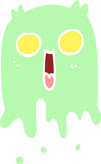 flat color illustration cartoon spooky ghost