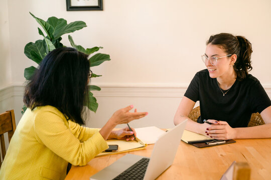 young woman listening during a business meeting 