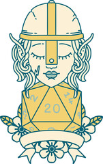 elf fighter with natural 20 dice roll illustration