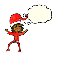 santa's helper cartoon with thought bubble