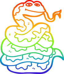 rainbow gradient line drawing cartoon snake