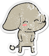 distressed sticker of a cute cartoon elephant