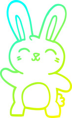cold gradient line drawing cartoon happy bunny