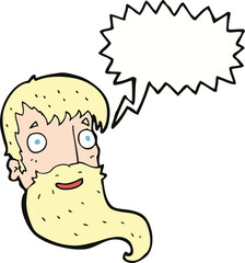 cartoon bearded man with speech bubble