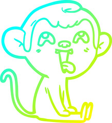cold gradient line drawing crazy cartoon monkey