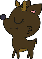 cartoon of cute red nosed reindeer