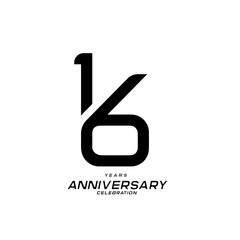 16 years anniversary celebration logotype
