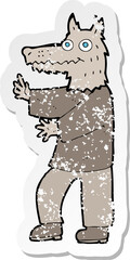 retro distressed sticker of a cartoon funny werewolf