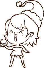 Christmas Vampire Charcoal Drawing