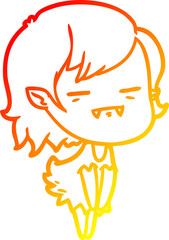 warm gradient line drawing cartoon undead vampire girl