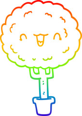 rainbow gradient line drawing cartoon happy tree