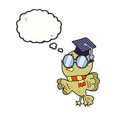 cute thought bubble cartoon well educated bird