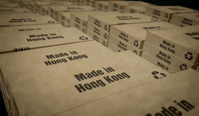 Made in Hong Kong box pack 3d illustration
