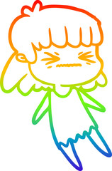 rainbow gradient line drawing cartoon angry girl