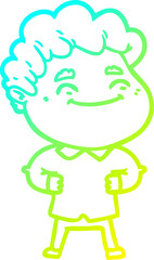 cold gradient line drawing cartoon friendly man