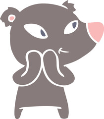 cute flat color style cartoon bear