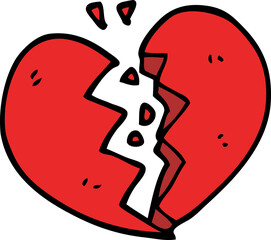 cartoon doodle broken heart