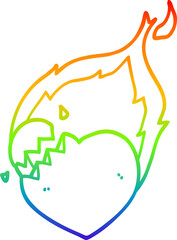 rainbow gradient line drawing cartoon flaming heart