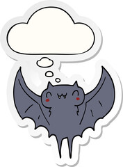 cartoon bat and thought bubble as a printed sticker