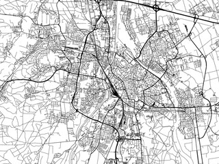 Fototapeta premium Road map of the city of Augsburg in Germany on a transparent background.