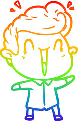 rainbow gradient line drawing cartoon excited man