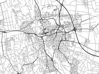 Fototapeta premium Road map of the city of Hildesheim in Germany on a transparent background.