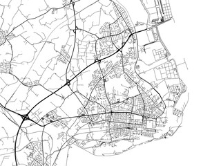 Obraz premium Road map of the city of Wilhelmshaven in Germany on a transparent background.