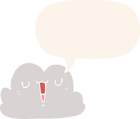 cute cartoon cloud and speech bubble in retro style