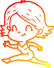 warm gradient line drawing cartoon friendly girl
