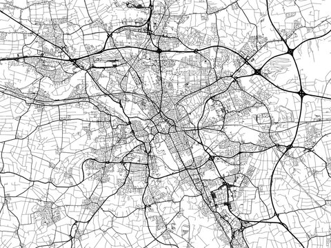 Road map of the city of  Hannover in Germany on a transparent background.