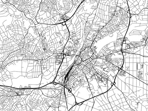 Road map of the city of  Giessen in Germany on a transparent background.