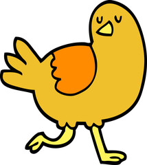 hand drawn doodle style cartoon bird running