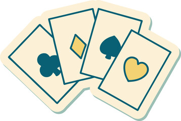 tattoo style sticker of a run of cards