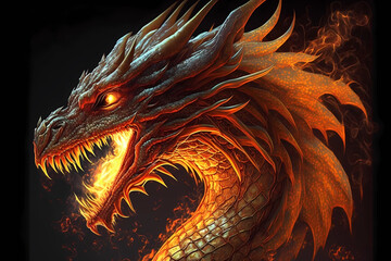 Fire Dragon. AI generation
