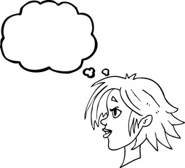 thought bubble cartoon happy female face