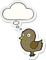 cartoon bird and thought bubble as a printed sticker