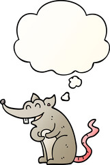 cartoon rat and thought bubble in smooth gradient style