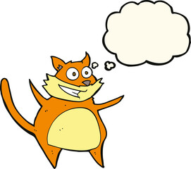 funny cartoon cat with thought bubble