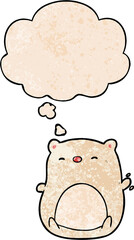 cartoon polar bear and thought bubble in grunge texture pattern style