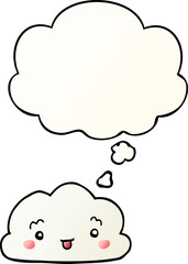 cartoon cloud and thought bubble in smooth gradient style