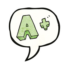 speech bubble textured cartoon A grade symbol