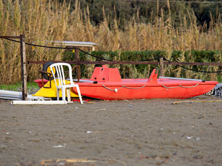 rescue boat on italian beach