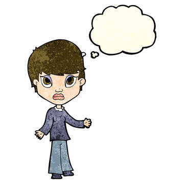 recommend clip art: cartoon woman shrugging shoulders with thought bubble