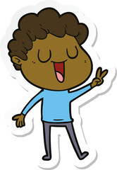 sticker of a laughing cartoon man