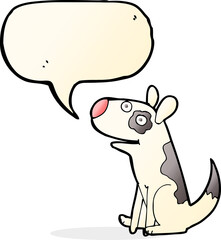 cartoon happy dog with speech bubble