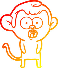 warm gradient line drawing cartoon shocked monkey