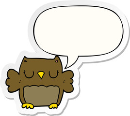 cute cartoon owl and speech bubble sticker