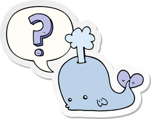 cartoon curious whale and speech bubble sticker